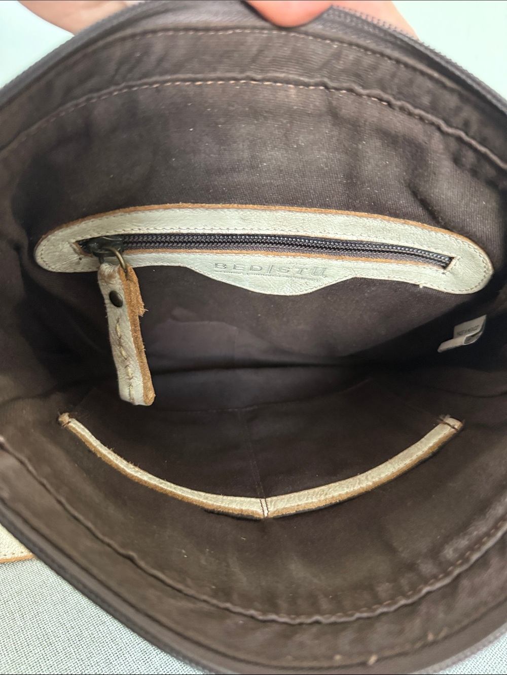 Distressed White Crossbody Bag with Buckle Flap - Picture 10 of 15